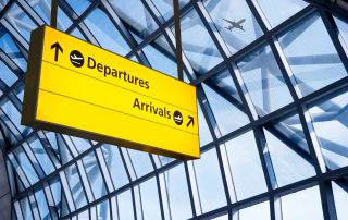 Departures sign in airport